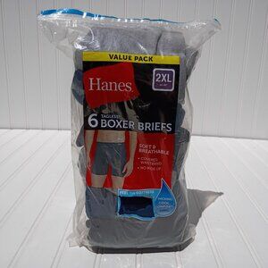 HANES Boxer Briefs 6 Pack Mens 2XL Soft Breathable Covered Waistband XXL 44-46